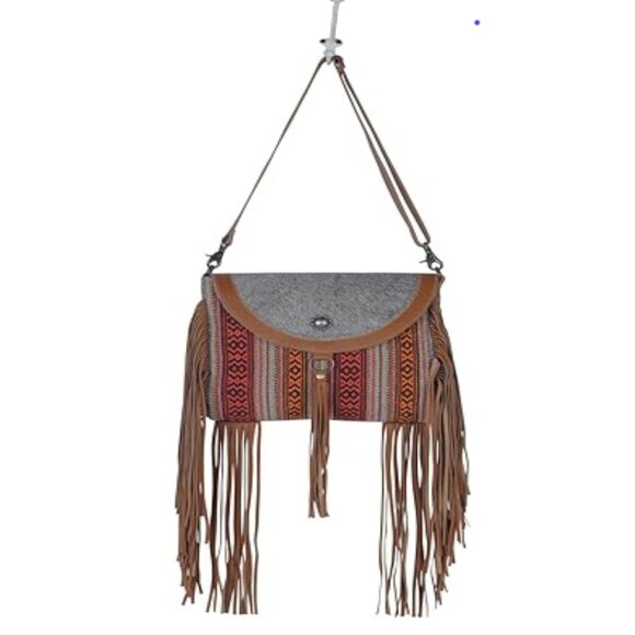 Myra Western Fringed Leather Hair-On Crossbody Shoulder Bag NWT/🆕SHIPS📦🏃🏻💨⚡ - Picture 3 of 16